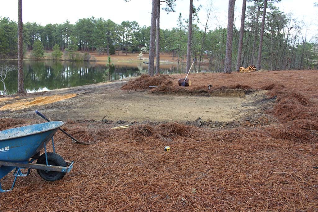 Land clearing for patio, hardscaping in Pinebluff, NC